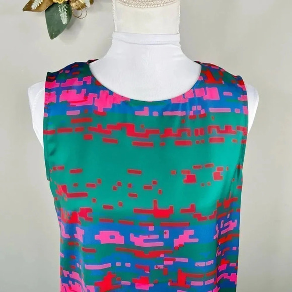CO + CO by Coco Rocha Cornelia Top Green Pink Red Sleeveless Top Size 6 - Picture 3 of 10